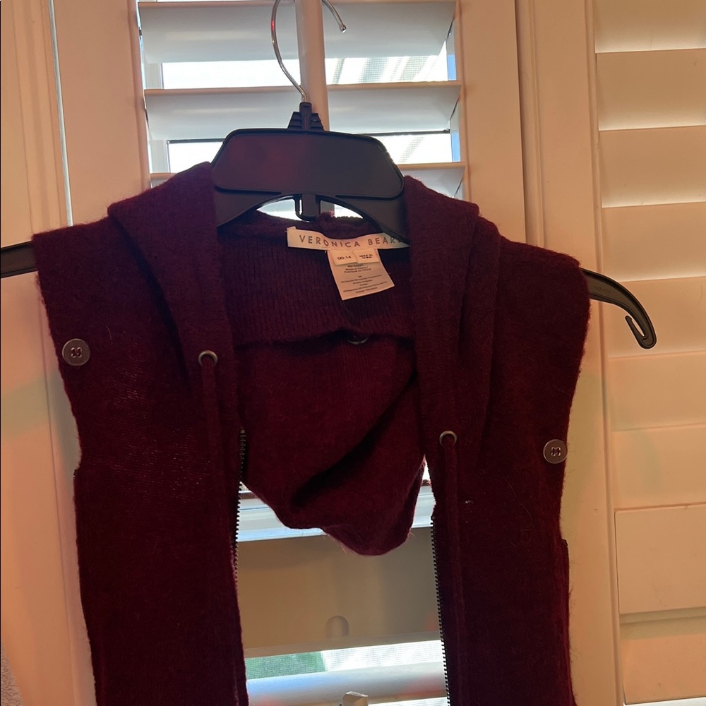 Veronica Beard Deep Red Hooded Vest